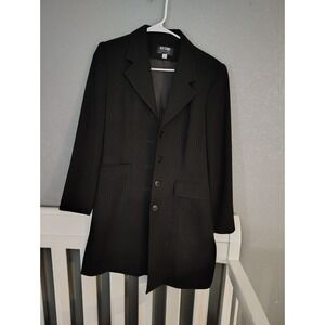 Vintage Ice Cube by Michael Mid-Length Trench Coat Blazer Sparkly Pin Stripes 6